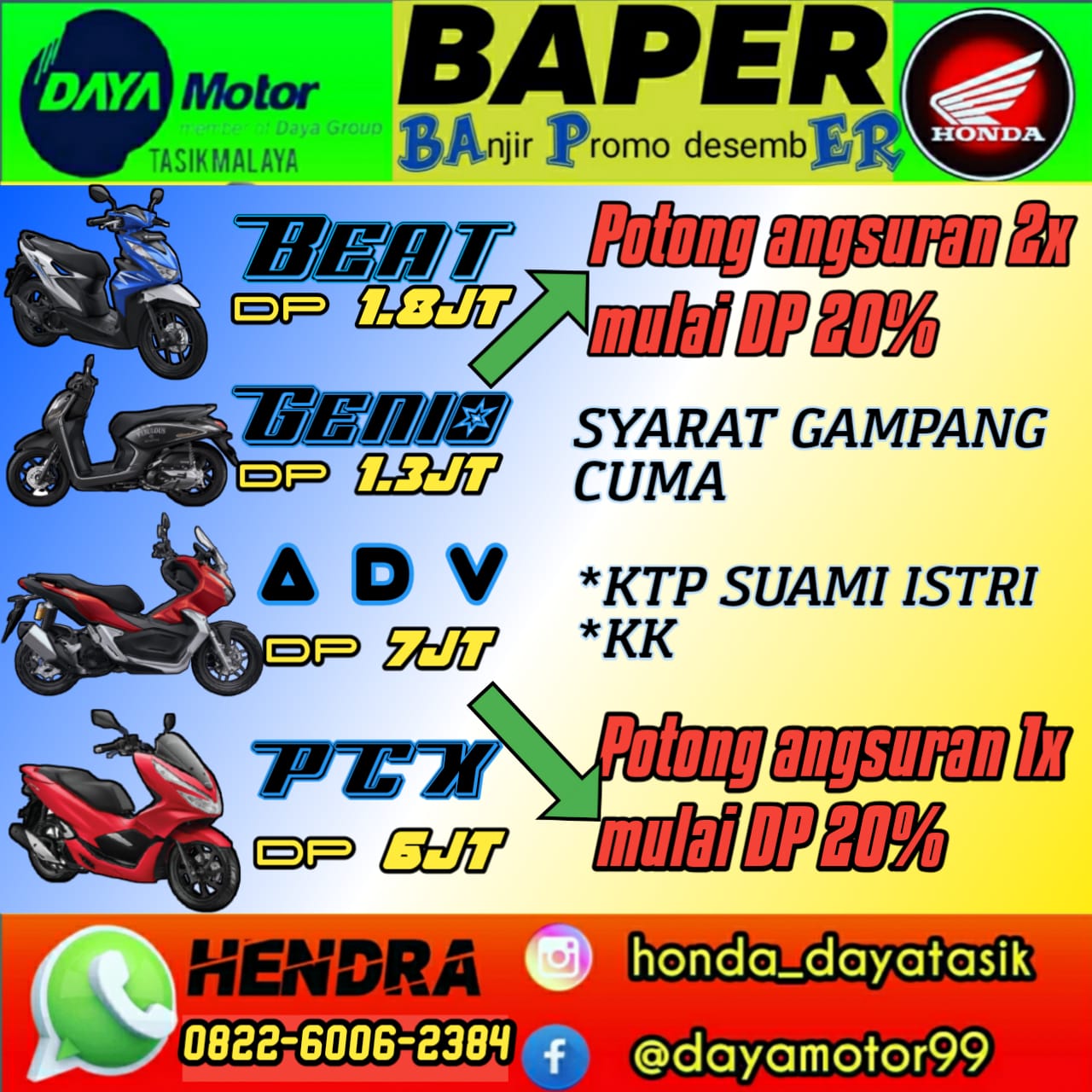 Pricelist Dealer Sales Motor Honda Tasikmalaya